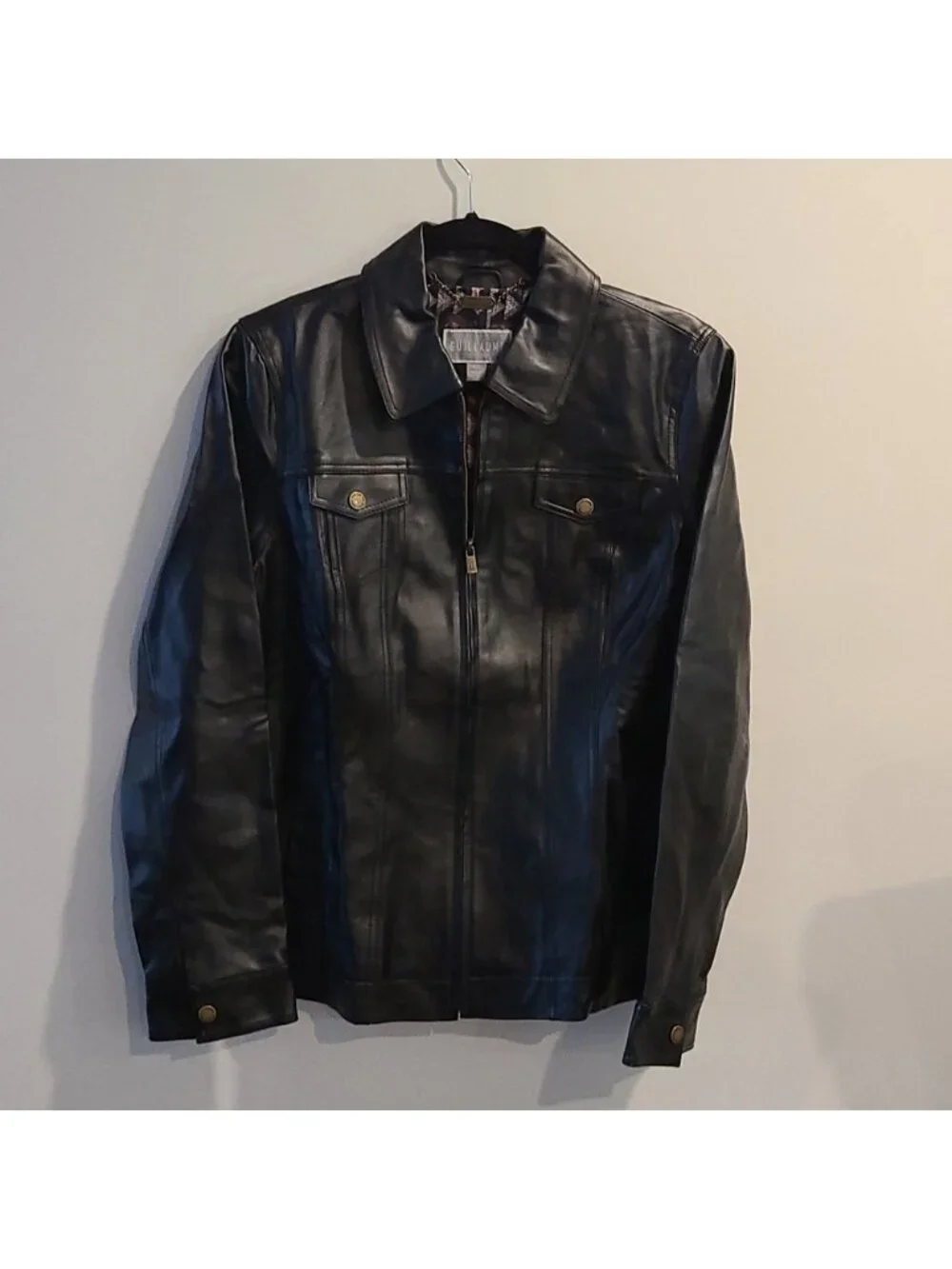 GUILLAUME black genuine leather zip up jacket